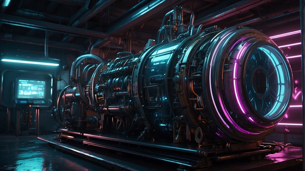 Default_create_a_crazy_industrial_beaming_machine_with_dark_op_1