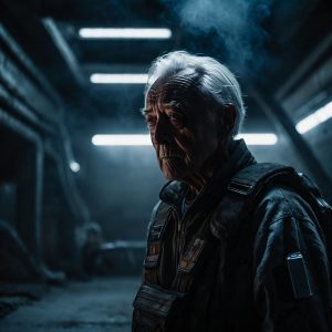 Leonardo_Kino_XL_standing_inside_a_very_dark_scifi_futuristic_0